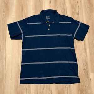 Vintage 90s Arizona Jean Co. Navy Striped Polo Shirt L • 100% Cotton Y2K